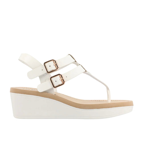 JOURNEE COLLECTION - Double buckle wedge sandals