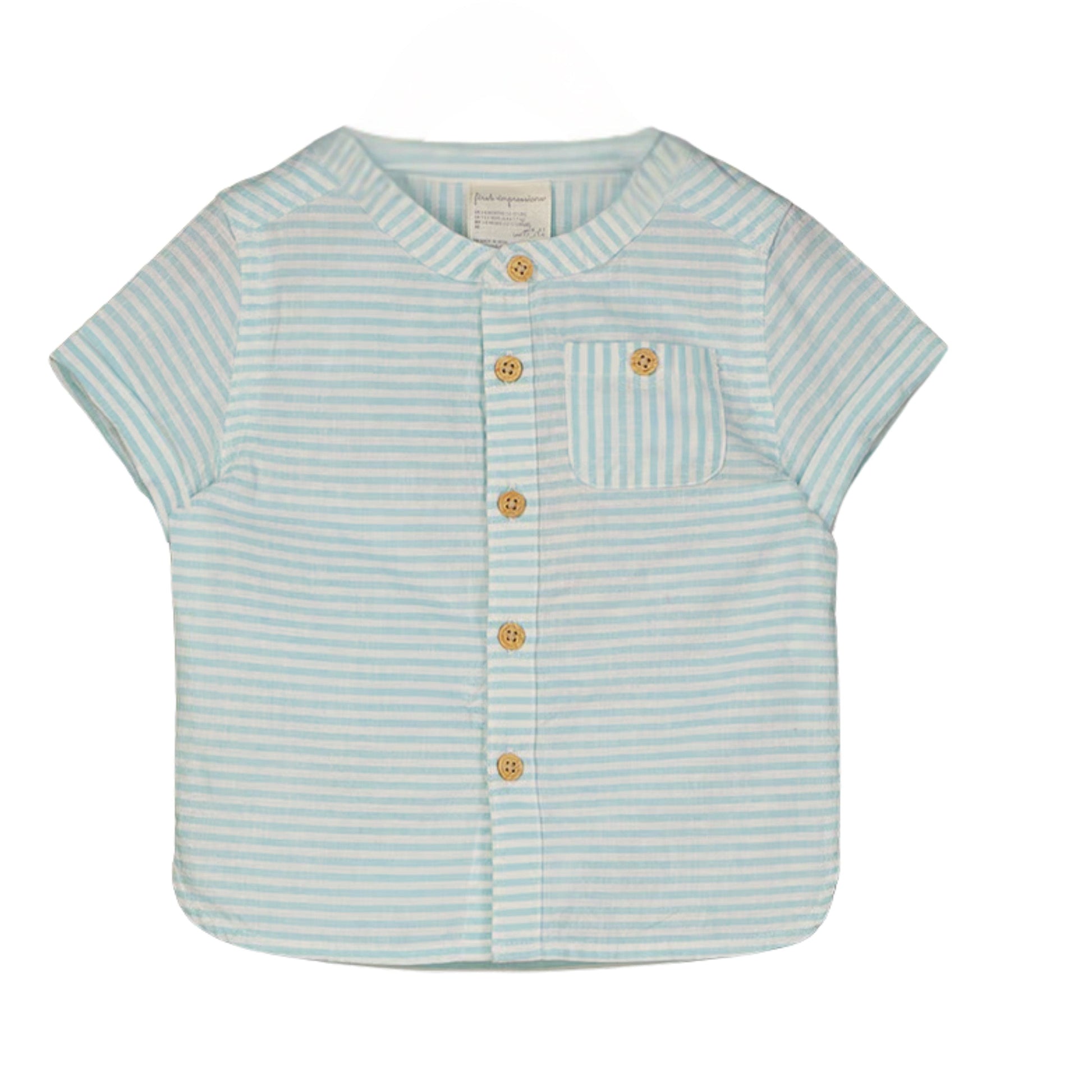FIRST IMPRESSIONS Baby Boy 3-6 Month / Multi-Color FIRST IMPRESSIONS - Crew Neck Short Sleeve Stripe Shirt