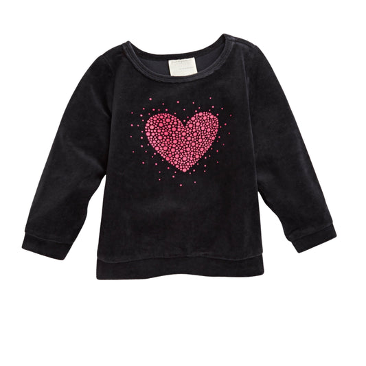 FIRST IMPRESSIONS Baby Girl 3-6 Month / Black FIRST IMPRESSIONS - Baby Girls Love Sparkle Velour Top