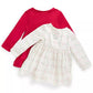 FIRST IMPRESSIONS Baby Girl FIRST IMPRESSIONS - Baby - Solid & Heart Stripe Print Long Sleeve Dresses Set