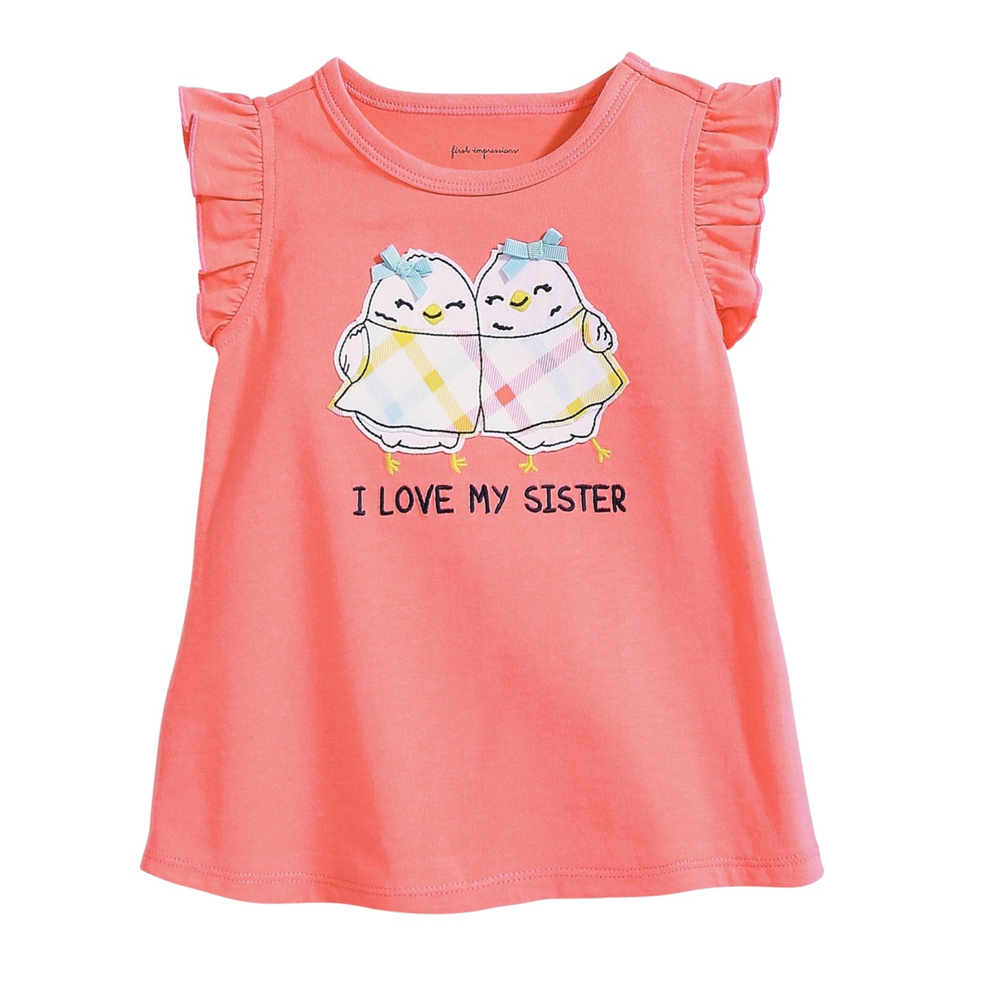 FIRST IMPRESSIONS Baby Girl 6-9 Months / Coral FIRST IMPRESSIONS - Baby - Tweety Sisters T-Shirt