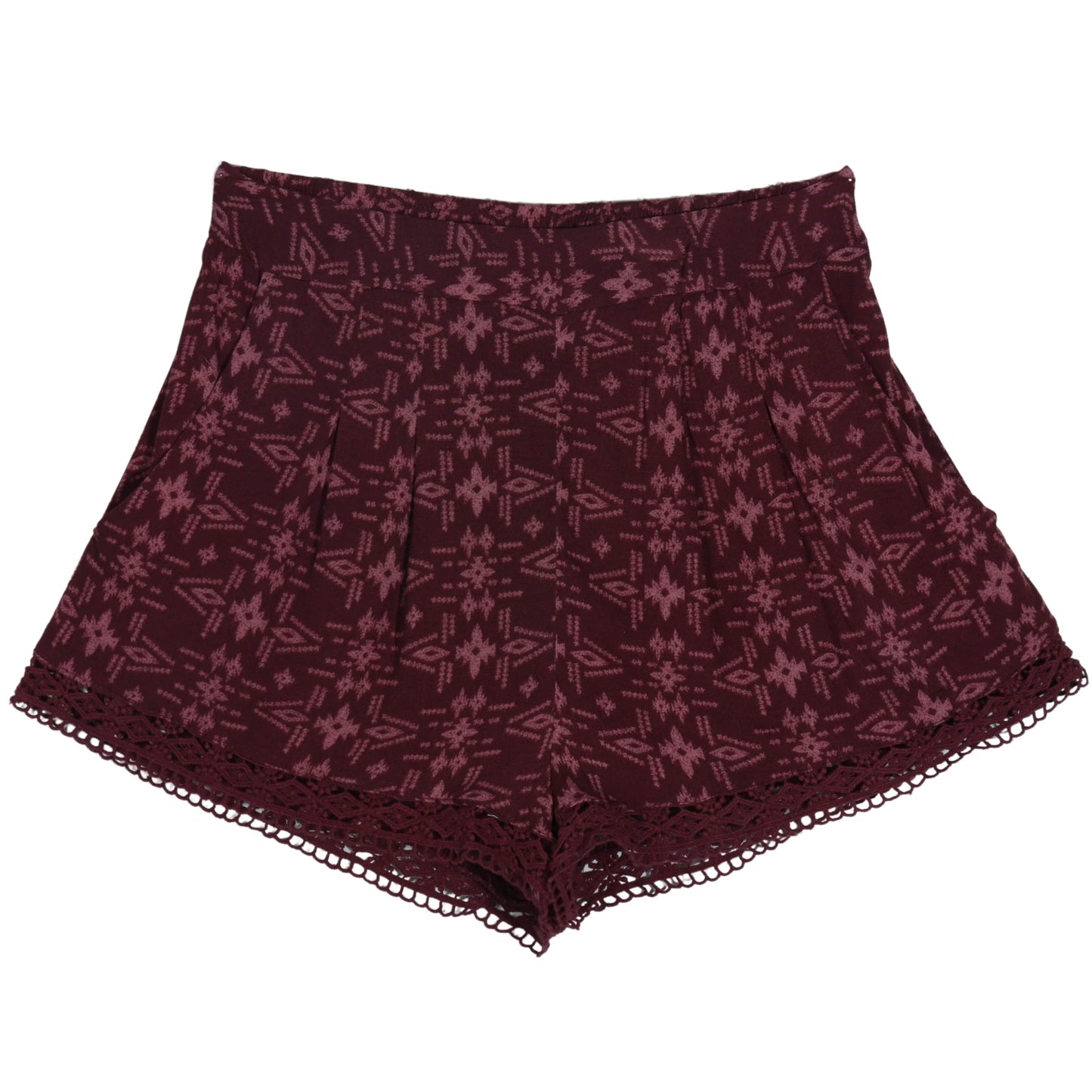 FOREVER 21 Womens Bottoms XS / Burgundy / 24-25 FOREVER 21 - All Over Printed Mini Shorts