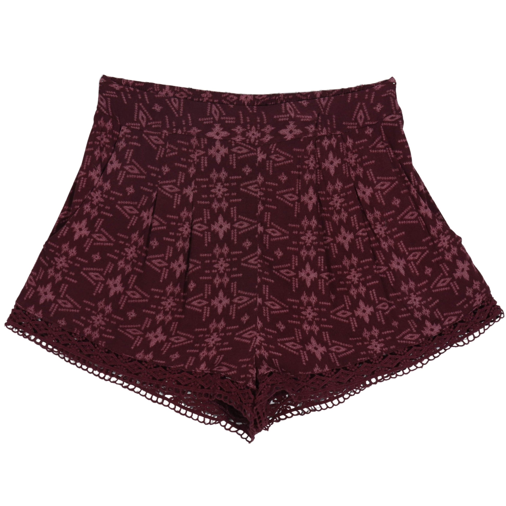 FOREVER 21 Womens Bottoms XS / Burgundy / 24-25 FOREVER 21 - All Over Printed Mini Shorts