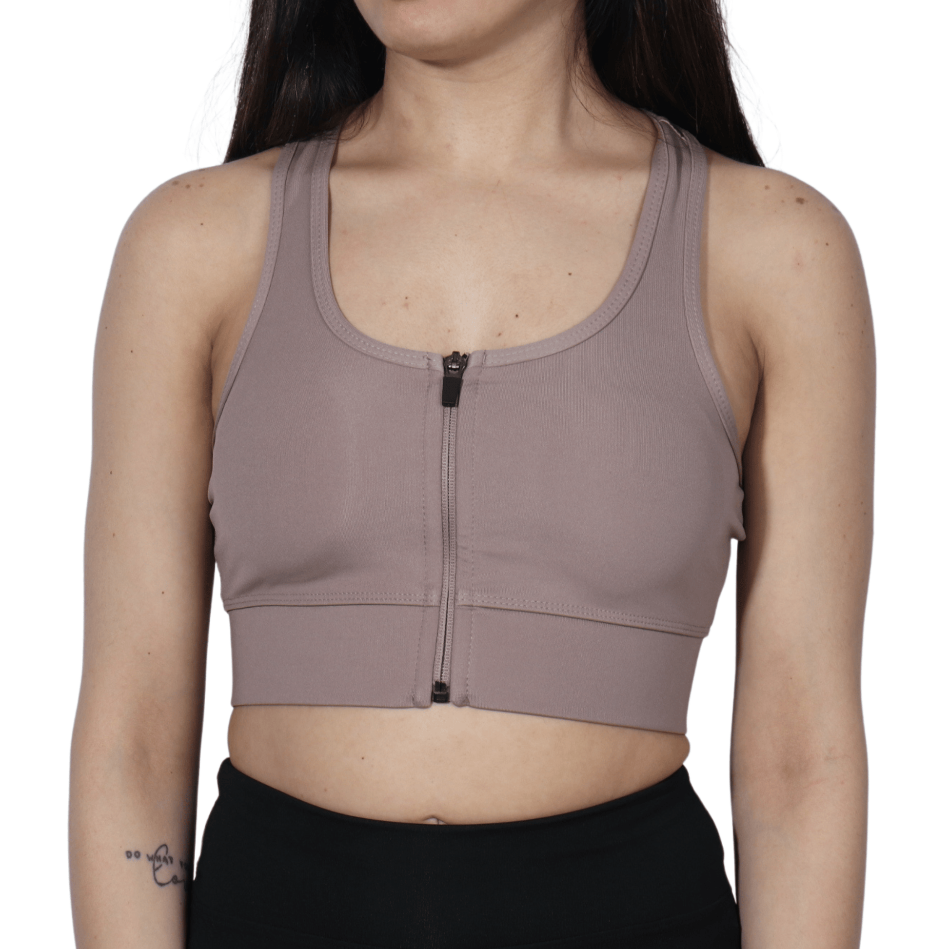 FORM ANGEL Womens sports S / Greige FORM ANGEL - Front Zipper Sport Bra