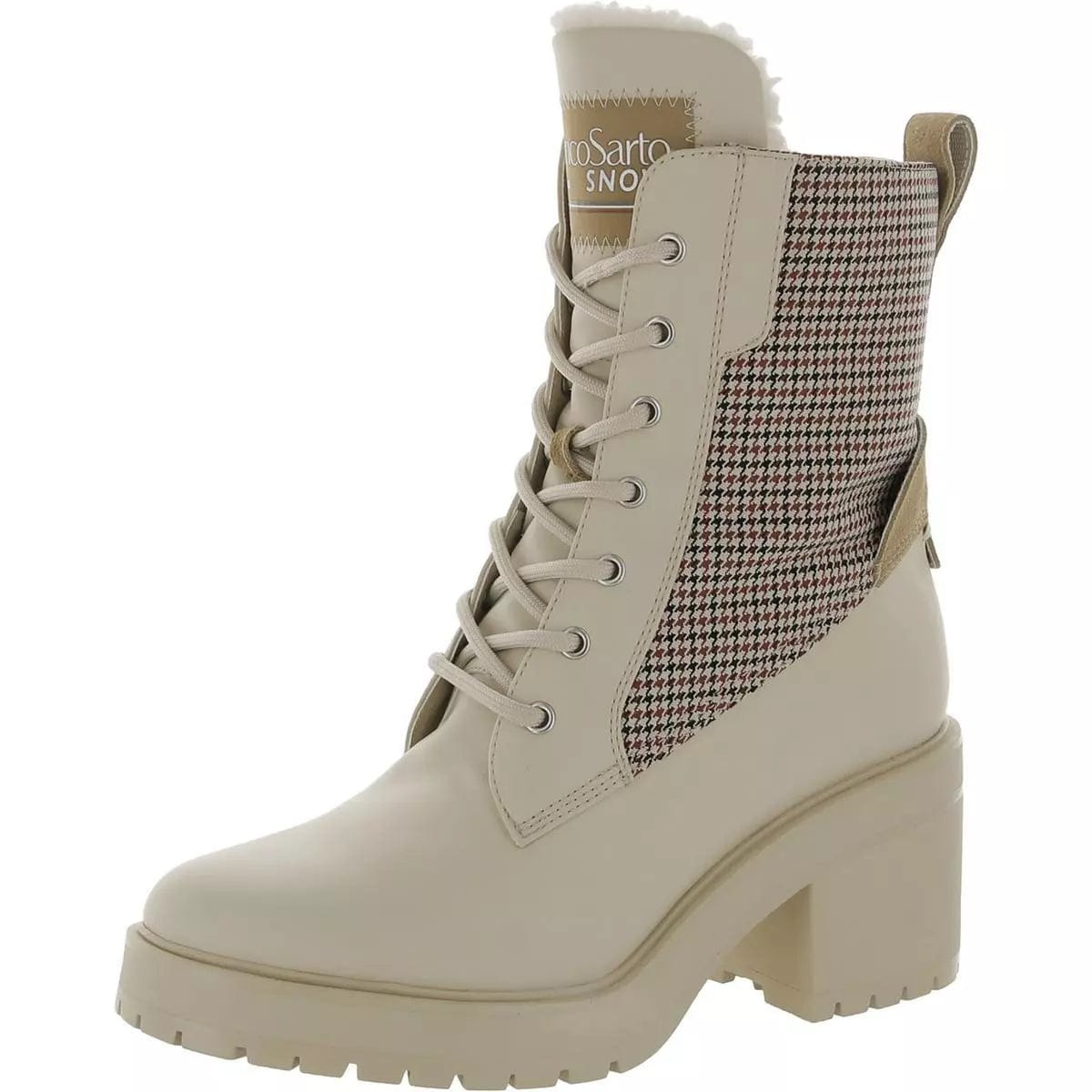 FRANCO SARTO Womens Shoes 36.5 / Off-White FRANCO SARTO - Faux Leather Lace up Winter & Snow Boots