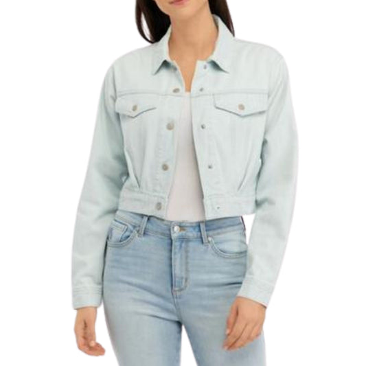 GLORIA VANDERBILT Womens Jackets L / Light Blue GLORIA VANDERBILT -  Cropped Trucker Jacket with Pleats