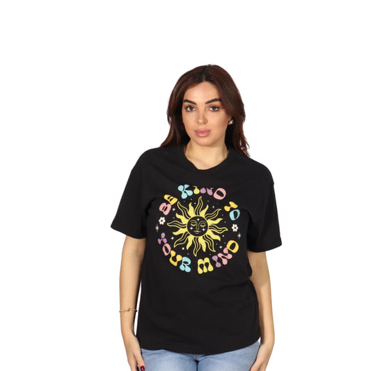 GOLDEN HOUR Womens Tops S / Black GOLDEN HOUR - Printed T-Shirt