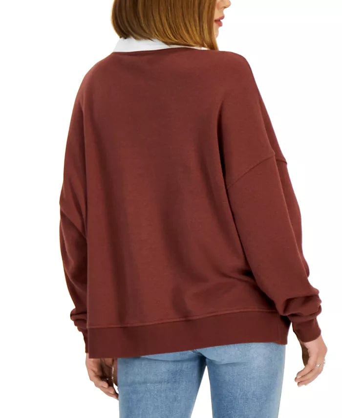 GRAYSON / THREADS Womens Tops XL / Brown GRAYSON / THREADS - Collared Graphic-Print Sweatshirt