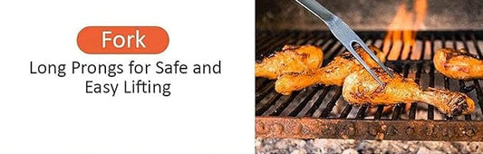 GRILL MEISTER Barbecue & Accessories GRILL MEISTER - 2 in 1 grill set: fork and brush