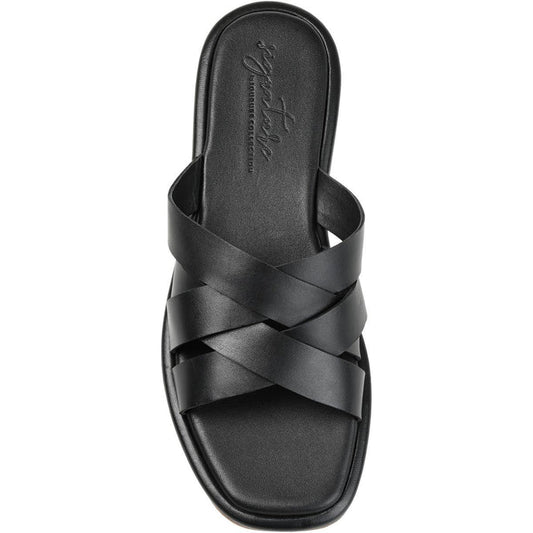 JOURNEE COLLECTION - Parker Leather Square Toe Slide Slipper