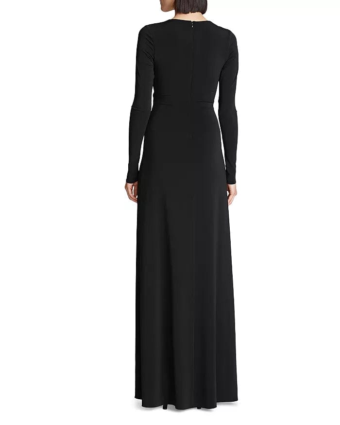 HALSTON Womens Dress M / Black HALSTON - Women's Sydney Ruched Jersey Long Dress