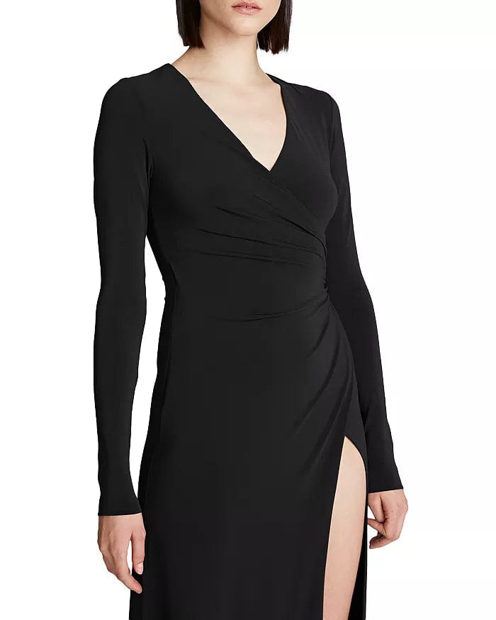 HALSTON Womens Dress M / Black HALSTON - Women's Sydney Ruched Jersey Long Dress