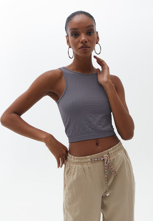 OXXO -  Halter Neck Seamless Crop Tank Top