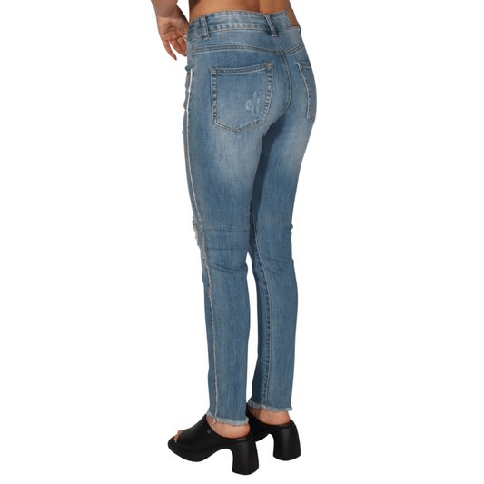 HAND WORK Womens Bottoms S / Blue / 40 HAND WORK - Ripped Jeans