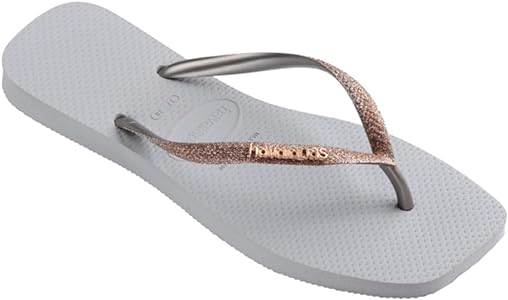 HAVAIANAS Kids Shoes 35 / Silver HAVAIANAS - Kids - Slim Square Glitter Flip Flops