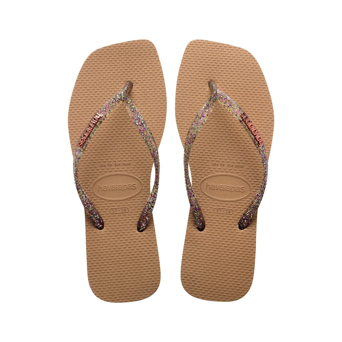 HAVAIANAS Kids Shoes HAVAIANAS - Kids -  Slim Square Logo Metallic Flip Flops