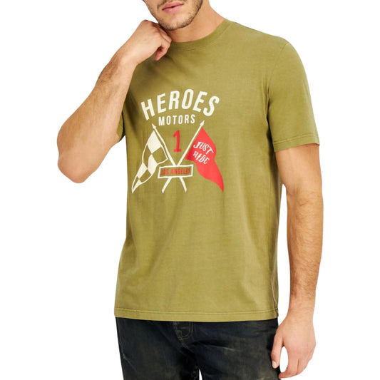 HEROES MOTORS Mens Tops XL / Green HEROES MOTORS - Short Sleeve Flagged T-Shirt