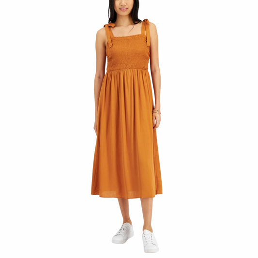 HIPPIE ROSE Womens Dress L / Brown HIPPIE ROSE - Smocked MIDI Dress