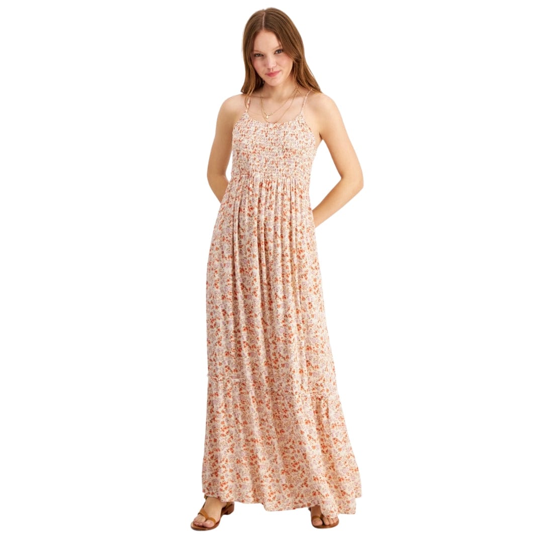 HIPPIE ROSE Womens Dress XS / Multi-Color HIPPIE ROSE - Smocked Tiered Floral Maxi Dress