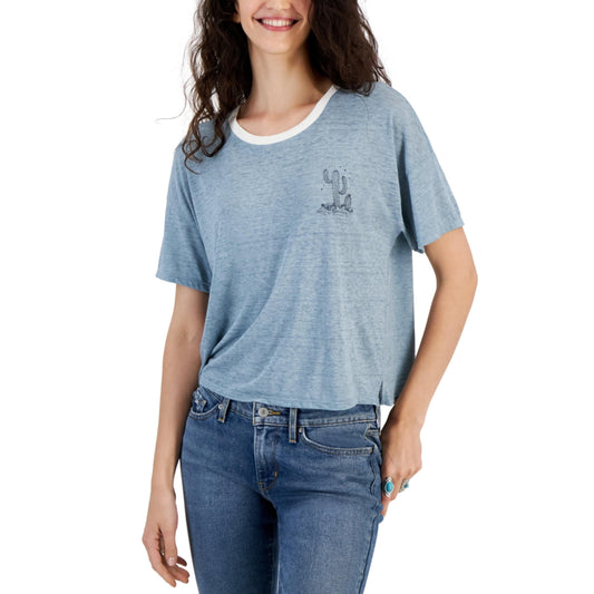 HIPPIE ROSE Womens Tops L / Blue HIPPIE ROSE - Cactus graphic print t-shirt