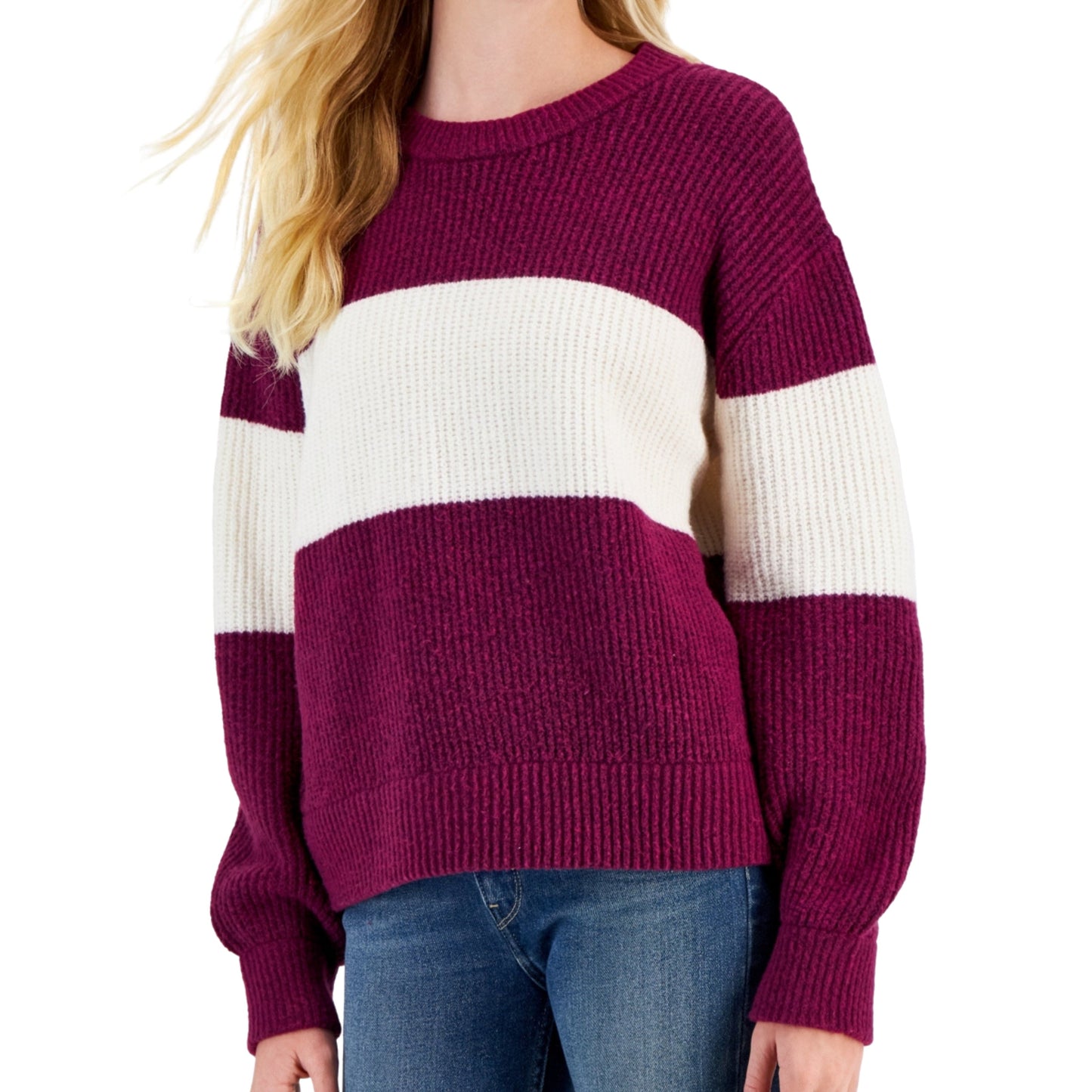 HIPPIE ROSE Womens Tops M / Purple HIPPIE ROSE - Crewneck Balloon-Sleeve Sweater