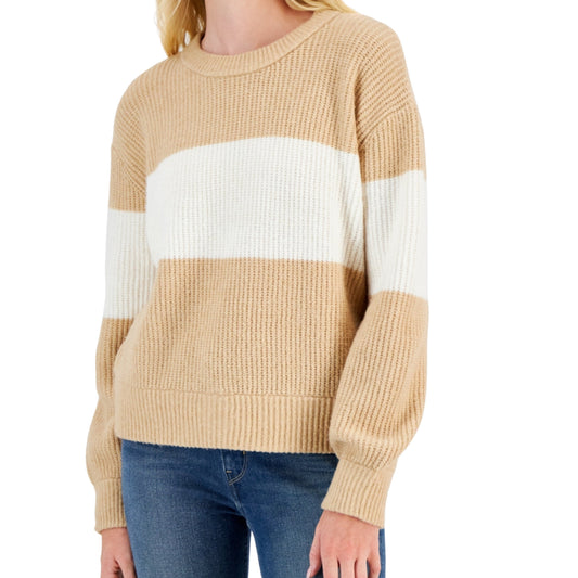 HIPPIE ROSE Womens Tops M / Beige HIPPIE ROSE - Crewneck Balloon-Sleeve Sweater