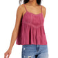 HIPPIE ROSE Womens Tops L / Burgundy HIPPIE ROSE - Crochet-Trim Gauze Sleeveless Top