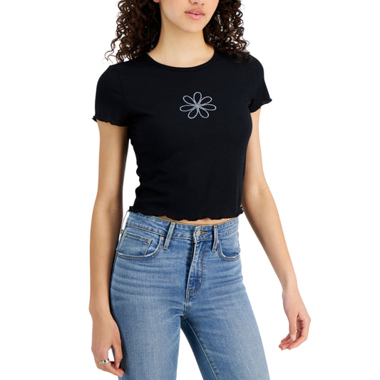 HIPPIE ROSE Womens Tops HIPPIE ROSE - Embellished Ribbed T-Shirt