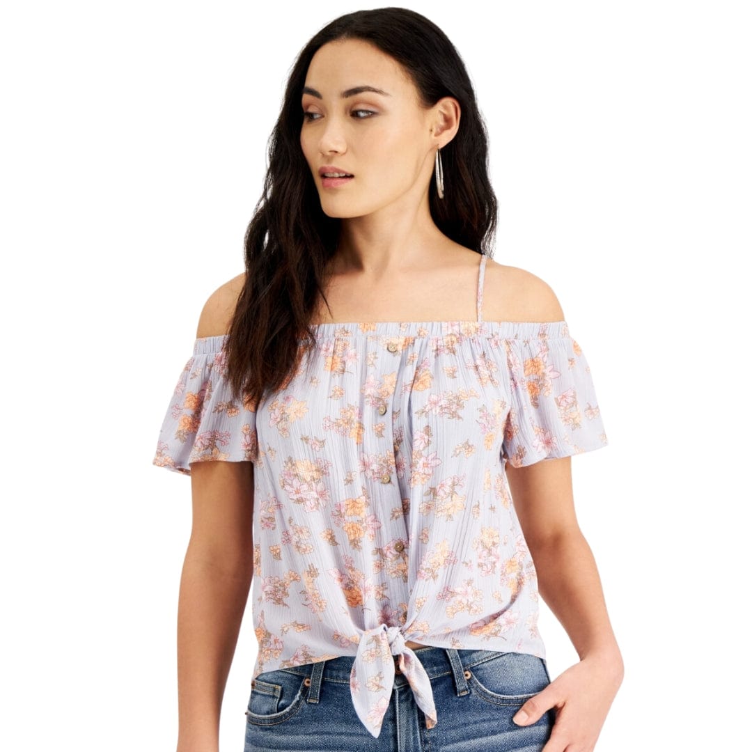 HIPPIE ROSE Womens Tops L / Multi-Color HIPPIE ROSE - Floral-Print Off-the-Shoulder Top