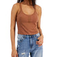 HIPPIE ROSE Womens Tops M / Brown HIPPIE ROSE -  Juniors' Ribbed Henley Tank Top