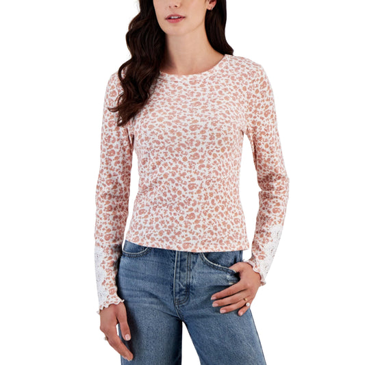 HIPPIE ROSE Womens Tops HIPPIE ROSE - Lace-Trim Long-Sleeve Top