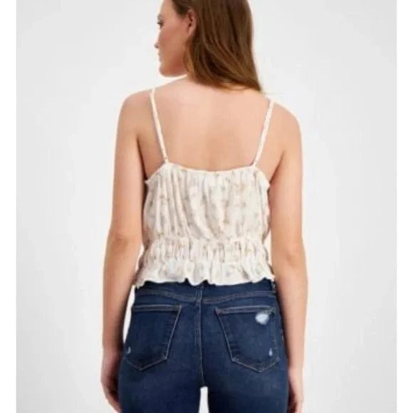 HIPPIE ROSE Womens Tops HIPPIE ROSE - Lace-Trim Peplum Tank Top