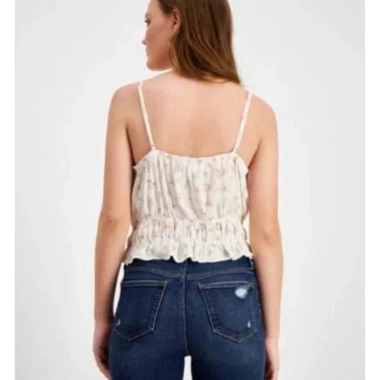 HIPPIE ROSE Womens Tops HIPPIE ROSE - Lace-Trim Peplum Tank Top