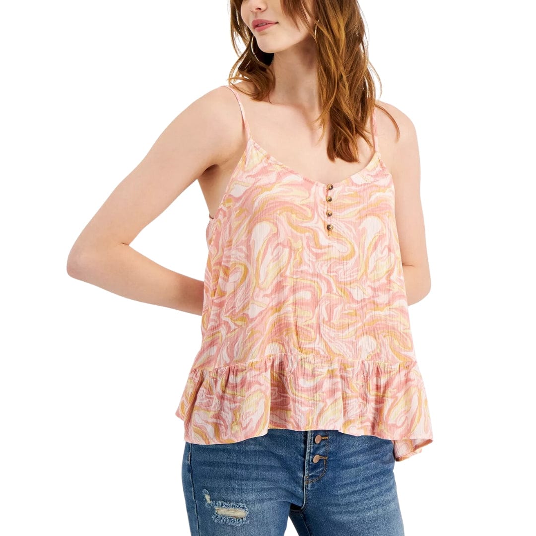 HIPPIE ROSE Womens Tops M / Multi-Color HIPPIE ROSE - Marble Ruffled-Hem Tank Top