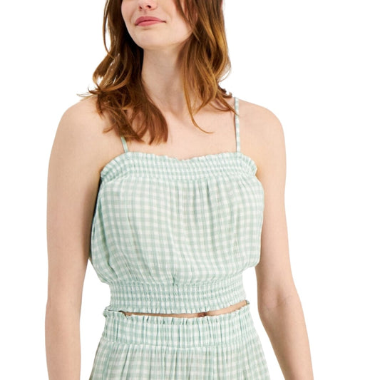 HIPPIE ROSE Womens Tops S / Multi-Color HIPPIE ROSE - Plaid Printed Smocked Cropped Top