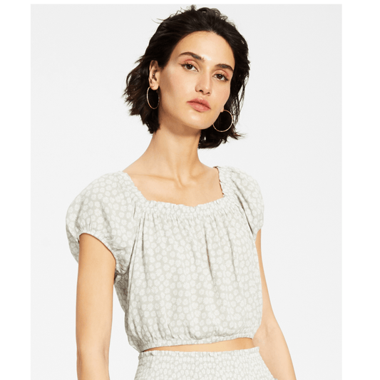 HIPPIE ROSE Womens Tops S / Multi-Color HIPPIE ROSE - Puff Sleeve  Crop Top