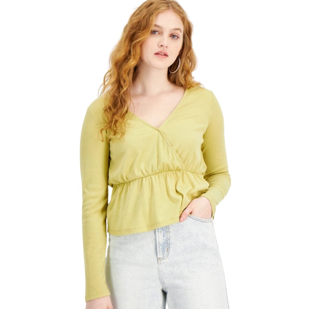 HIPPIE ROSE Womens Tops HIPPIE ROSE - Ribbed Peplum-Hem Top