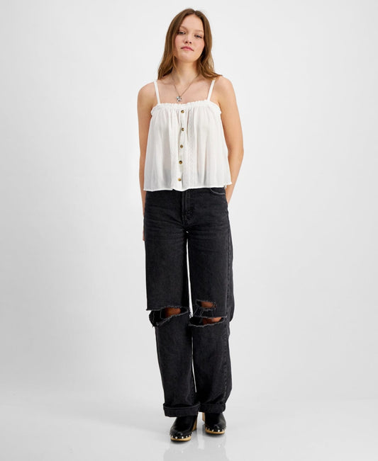 HIPPIE ROSE Womens Tops HIPPIE ROSE -  Ruffled-Hem Tank Top