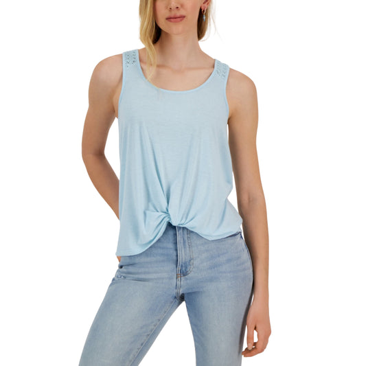 HIPPIE ROSE Womens Tops XS / Blue HIPPIE ROSE - Scoop-Neck Twist-Front Sleeveless Top