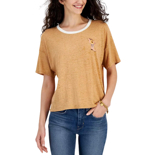 HIPPIE ROSE Womens Tops M / Brown HIPPIE ROSE - Simple cotton t-shirt