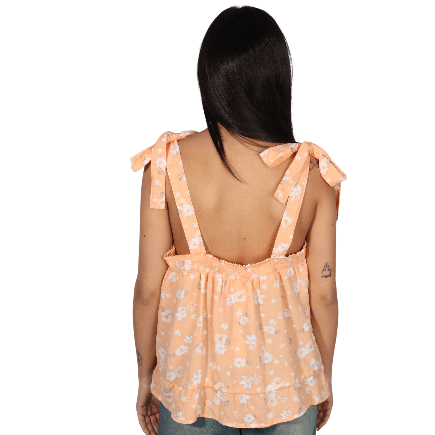 HIPPIE ROSE Womens Tops M / Multi-Color HIPPIE ROSE - Square-Neck Tie-Strap Smocked Top