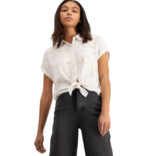 HIPPIE ROSE Womens Tops XS / Multi-Color HIPPIE ROSE - Tie-Front Camp Shirt