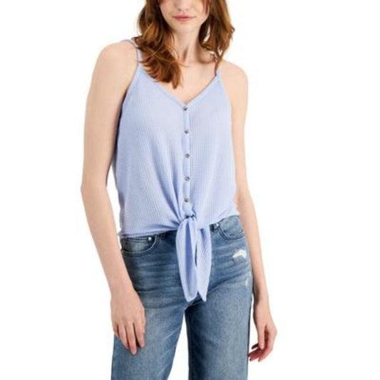 Hippie Rose Womens Tops M / Blue Hippie Rose - Tie-Front Tank Top