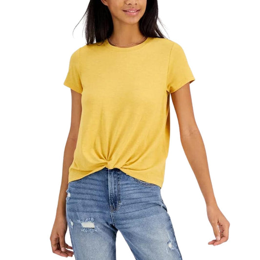 HIPPIE ROSE Womens Tops XS / Yellow HIPPIE ROSE -  Twist-Front T-Shirt