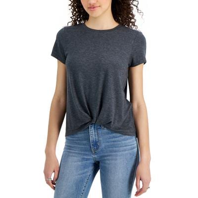 HIPPIE ROSE Womens Tops XS / Grey HIPPIE ROSE -  Twist-Front T-Shirt