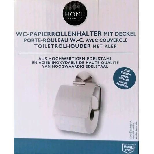HOME CREATION Bath Accessories Silver HOME CREATION - Toilet paper holder with lid