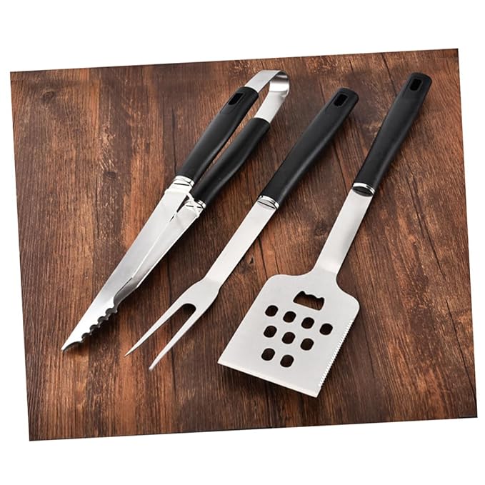 HOME DIVISION Barbecue & Accessories Silver HOME DIVISION - Stainless Steel BBQ Tool Barbeque 3 Pieces