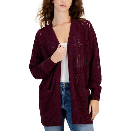 HOOKED UP Womens Jackets XS / Purple HOOKED UP - Cable Knit Pockets Cardigan Sweater