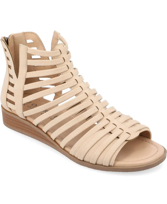 JOURNEE COLLECTION - Delilah Gladiator Sliver Wedge Sandals