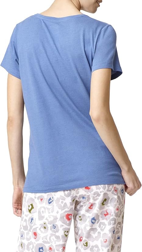 HUE Womens Pajama M / Blue HUE - V-Neck Short Sleeve Pajama Top